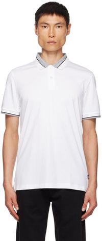 BOSS White Striped Polo