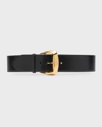 Wide Leather Belt with Large Geometric Buckle