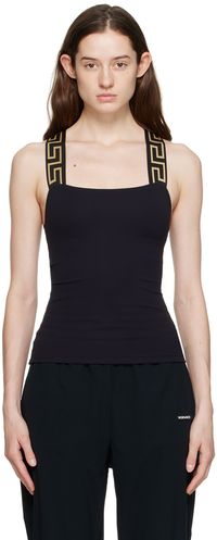 Versace Underwear Black Greca Border Tank Top