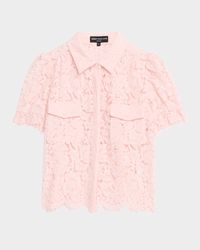 Mina Lace Puff-Sleeve Shirt