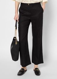 Gerard Darel - Pantalon droit 7/8 ème en lin - Taille 46 - Noir