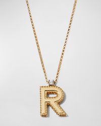 Princess 18K Yellow Gold Diamond Initial Necklace, R