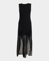 Sleeveless Ruffled Ladder Knit Maxi Dress