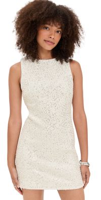 alice + olivia Cade Embellished Sleeveless Shift Mini Dress Off White 2