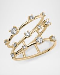 Solo 14k Gold and Diamond 3-Band Angled Ring