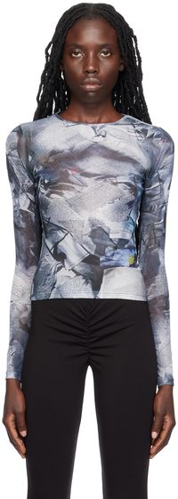 Miaou Gray Graphic Long Sleeve T-Shirt