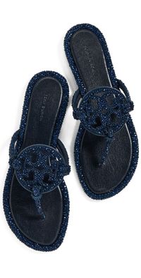 Tory Burch Miller Knotted Crystal Sandals New Navy 6