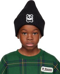 Mini Rodini Kids Black Panda Beanie