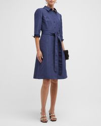 Faille 3/4-Sleeve Shirtdress
