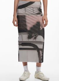 Desigual - Jupe midi imprimée - Taille XL - Blanc