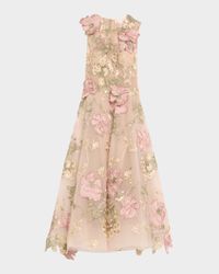 Floral Embroidered Sleeveless Tea-Length Dress