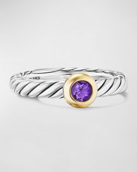 Cable Flex Ring with Gemstone in Silver and 14K Gold, 2.8mm
