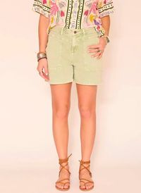 Mkt - Short droit taille haute en coton mélangé - Taille 44 - Vert