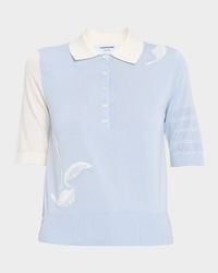 Funmix Feather Jersey Short-Sleeve Polo Sweater