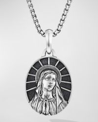 Men's Mary Pendant in Silver, 30mm