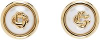 Casablanca Gold Pearl Logo Stud Earrings