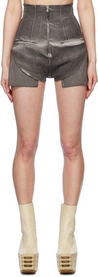 Rick Owens DRKSHDW Short Dirt gris en denim à bords bruts - Hollywood