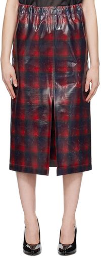 Maison Margiela Jupe midi rouge à carreaux
