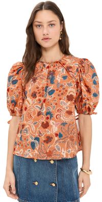 Ulla Johnson Coralie Short Sleeve Blouse Magnolia 12