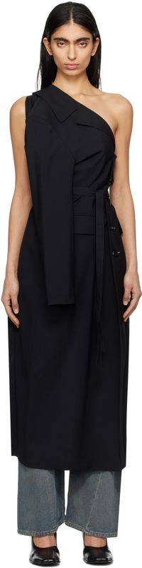 MM6 Maison Margiela Black Dual Wear Tailoring Wool Canvas Coat