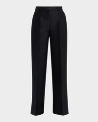 Faille Heavy Wool-Blend Pintuck Trousers