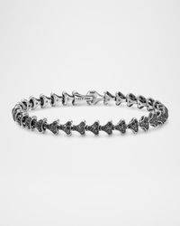 Men's Armoury Link Bracelet in Silver with Black Diamonds, 7.5mm