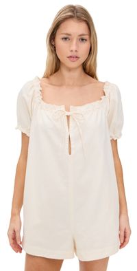 Free People Daisy Denim Babydoll Romper Vanilla XS