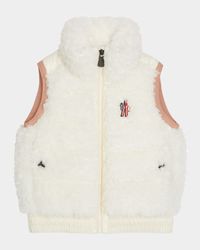 Girl's Quilted Faux Shearling Vest, Size 8-14
