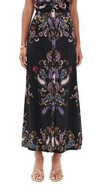Figue Bastien Silk Skirt Paisley Mandala Onyx Black S