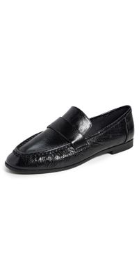 Black Suede Studio Arrow Loafers Black Crinkle Leather 37