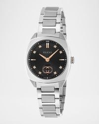 29mm Gucci Interlocking Diamond Watch with Bracelet Strap, Black