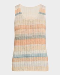 Superfine Cashmere Striped Pointelle Tank