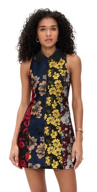 alice + olivia Velia Collared Mini Dress Black/Multi 12
