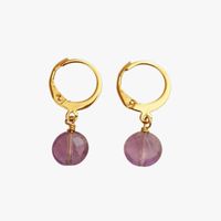 Ginandger - Boucles d'oreilles améthyste - Taille Unique - Bleu