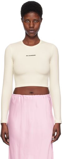 Jil Sander Off-White Cropped Long Sleeve T-Shirt