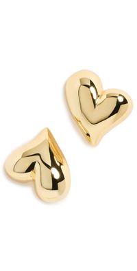 Jenny Bird Art Heart Button Earrings High Polish Gold One Size