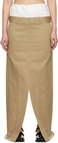 Maison Margiela Tan Cotton Twill Maxi Skirt