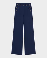 Olive Wide-Leg Crepe Sailor Trousers