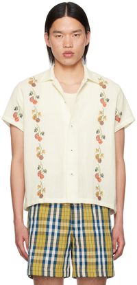 HARAGO Off-White Cross-Stitched Shirt