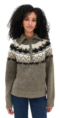 Joe's Jeans The Wells Fair Isle Sweater Olive Multi Fair Isle S