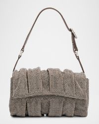 Iris Pleated Crystal Mesh Shoulder Bag