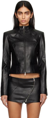 Aya Muse Black Ubala Faux-Leather Jacket