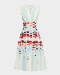 Jocelyn Sleeveless Cotton-Stretch A-Line Midi Dress