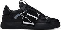 Valentino Garavani Baskets basses noires en cuir de veau à garnitures VL7N