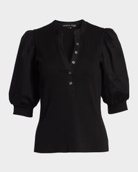 Coralee Puff Sleeve Button-Front Top