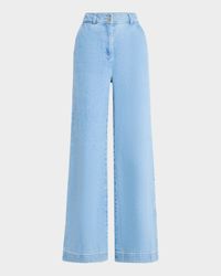 Eileen Wide-Leg Denim Pants with Slits