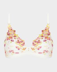 Folie D'Ete Floral-Embroidered Tulle Triangle Bra