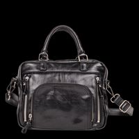 Nat & Nin - Sac à main multipoches en cuir - Taille Unique - Noir