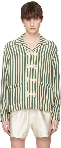 Bode Green & Off-White Soda Stripe Trillium Shirt