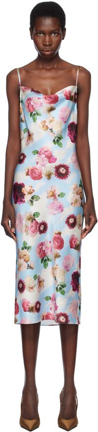 Fleur du Mal Blue Cowl Neck Slip Midi Dress
